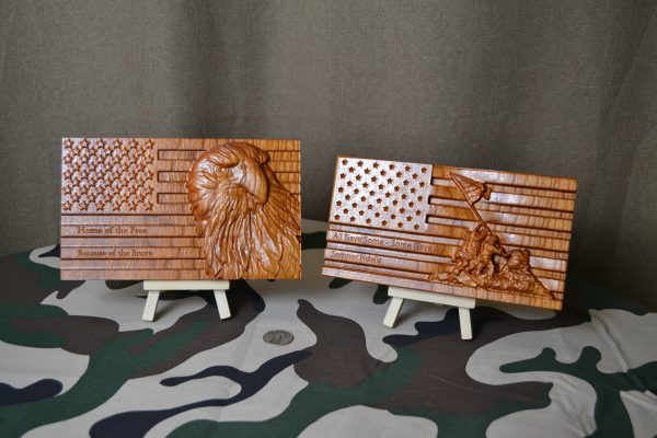 Wooden Mini American Flag Personalized